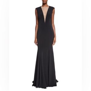 JOVANI Black Backless Modified Mermaid Dress